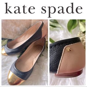KATE SPADE - Wooster Ballet Flat Gold Cap - size 8